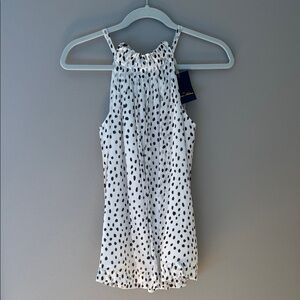 White and Black Polka Dot Sleeveless Top